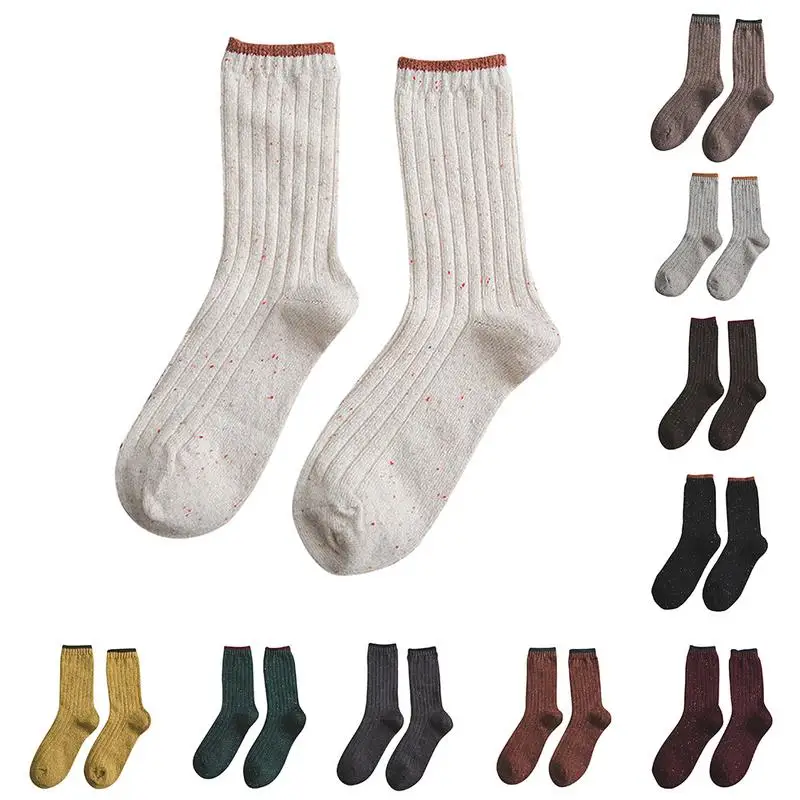 

Warm Women Wool Cotton Socks Striped 3D Thicken All-match Simple Breathable Anti-friction Solid Color Socks Autumn Winter New