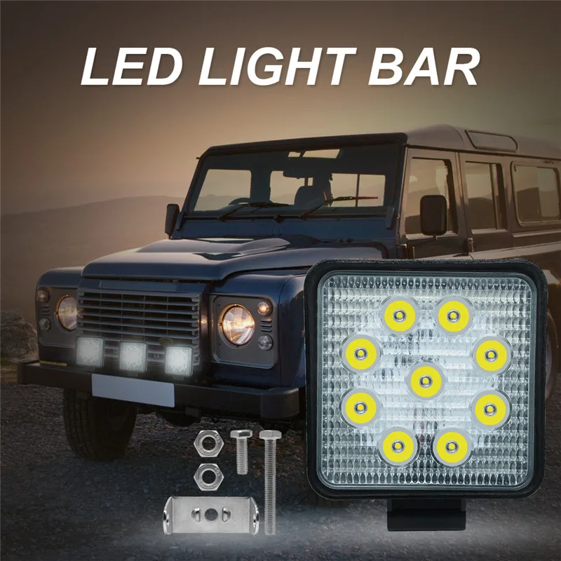 

Hiyork 27 W LED Work Light High Power Offroad Round Square Off Road Spot ATV Truck Tractor Motorcycle Driving Fog Lights Boating