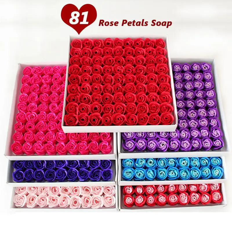 

81 Pcs Scented Rose Flower Rose Bath Body Flower Essential Oil Floral Guest Soap Wedding Party Valentine's Day Gift Floral Soap