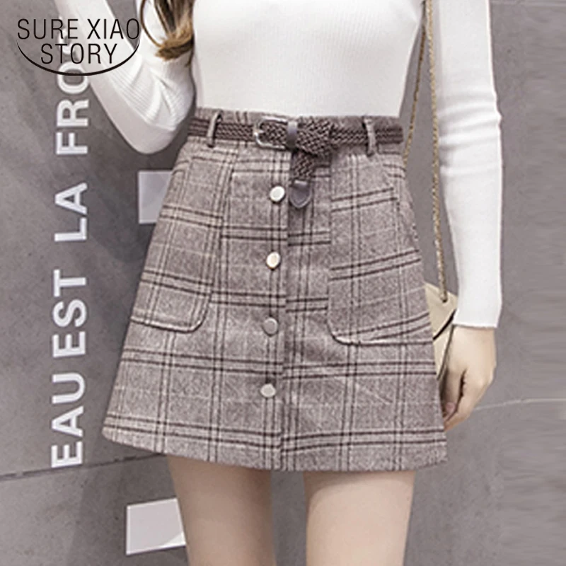 skirts womens winter women high waist plaidr skirt fashion woman skirts 2018 elegant A line plaid mini women skirt 1851 50