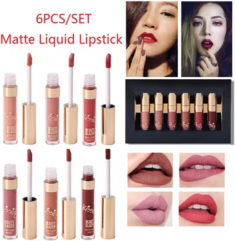 

Beauty Glazed 6pcs/set Waterproof Matte Liquid Lipstick Makeup Lip Tint Lip Gloss Paint Long Lasting Cosmetics Maquillage TLSM1