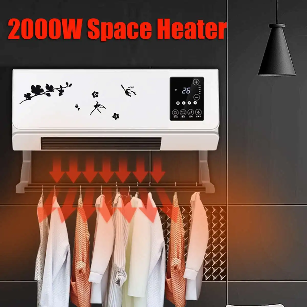 220V 2000 Вт настенный обогреватель с дистанционным управлением дома энергосберегающие отопления вентилятор Ванная комната кондиционер нагрева горячим воздухом