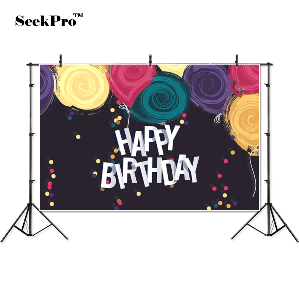 thin vinyl happy birthday painted balloons children photo Backgrounds Printed Professional indoor Photographic studio Backdrop |
