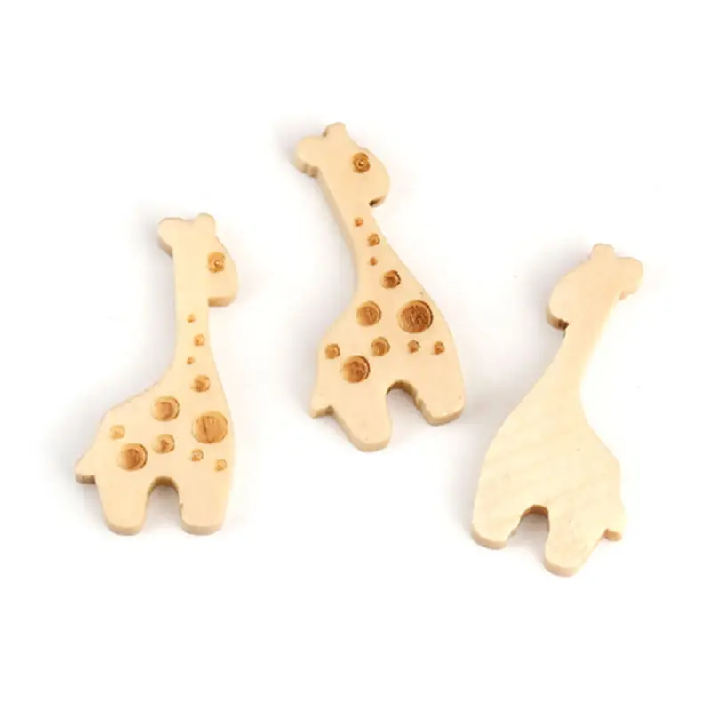 50 PCs Natural Wood Embellishments Scrapbooking Art Craft Giraffe