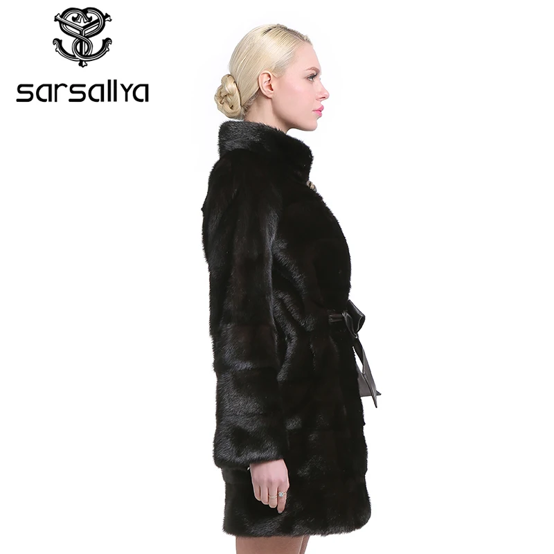 SARSALLYA Зимней моды стиль шуба, тонкий, стройный, натуральный мех пальто, обеспечение подлинного качества меха, женская норковая шуба