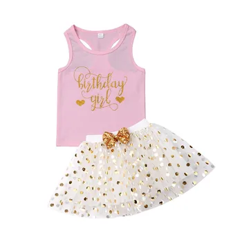 

Baby Girl Dresses Toddler Kids Birthday Gift Sleeveless Princess Vest Tops Shirt Dot Bow Bubble Tulle Tutu Skirt Dress Outfits
