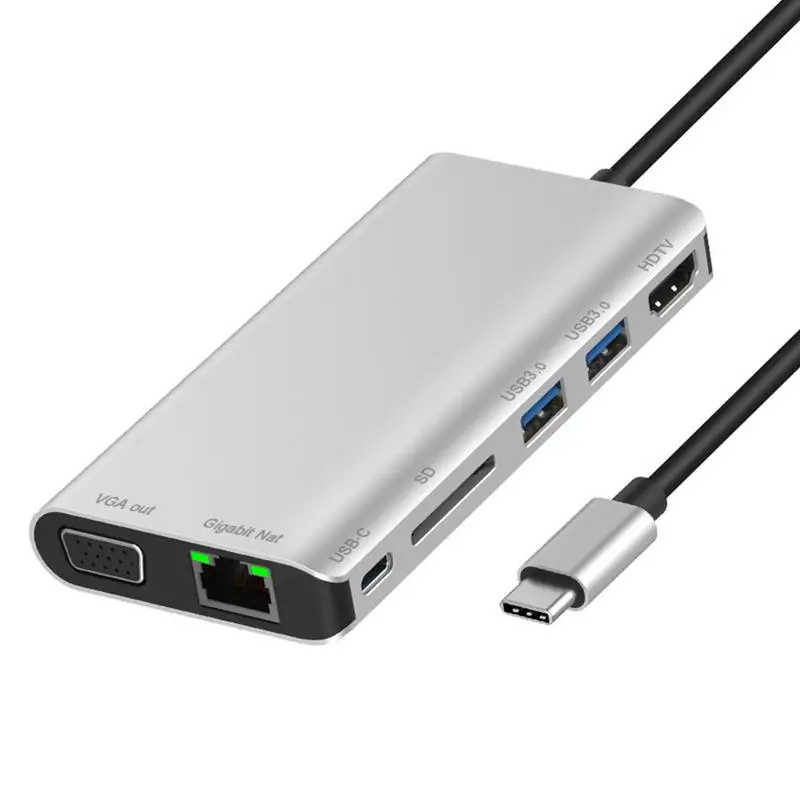 

7 In 1 Hub HUB Type C To HDMI VGA RJ45 Ethernet SD Card PD Power Supply For Computer Laptop Tablet Home Office Supplies
