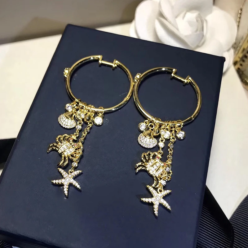 

Hot New Brand Fashion Beach Party Jewelry For Women Ocean Style Earrings Starfish Crab Shell Party Jewelry Fashion Party Earring