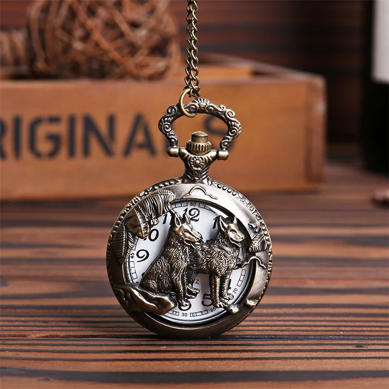 Pocket & Fob Watches Chinese Zodiac Dog Wolf Hollow Out Quartz Pocket Watches Necklace Gift for Men/Women Pocket & Fob Watches Chinese Zodiac Dog Wolf Hollow Out Quartz Pocket Watches Necklace Gift for Men/Women