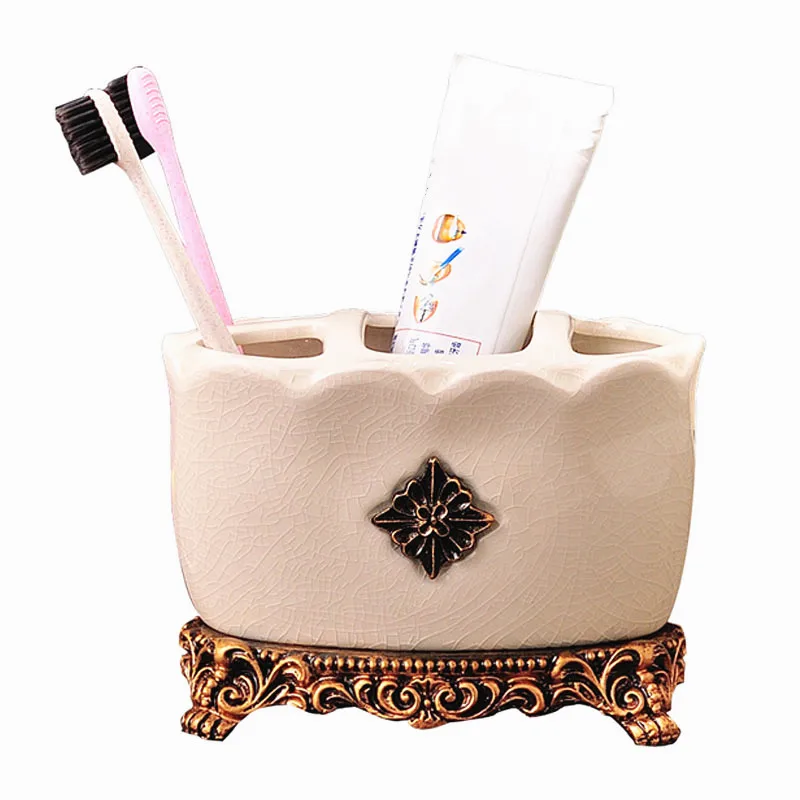 

High-end creative ceramic toothbrush cup,Bathroom toothbrush toothpaste ceramic cup,European retro bathroom toiletries,J18304