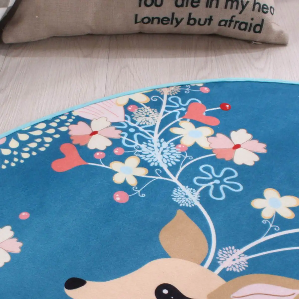 Cute Deer Heart Floral Pattern Round Floor Mats Computer Chair Mat Antiskid Carpet For Living Room Bedroom Kids Room Cute Deer Heart Floral Pattern Round Floor Mats Computer Chair Mat Antiskid Carpet For Living Room Bedroom Kids Room