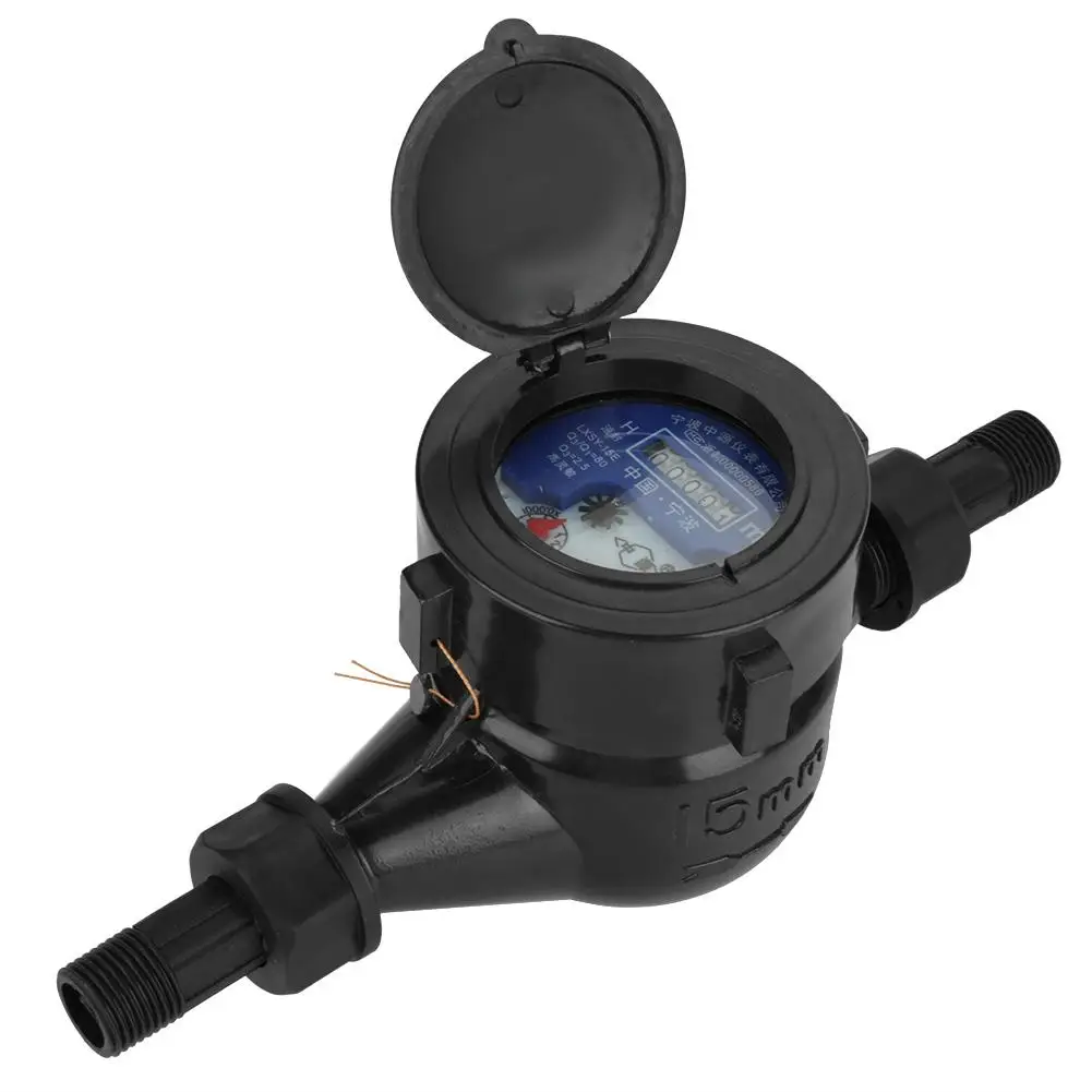 

DN15 Black Garden Home Plastic Cold Water Meter Single Water Flow Dry Table Measuring Tool Adjustable Rotary Counter