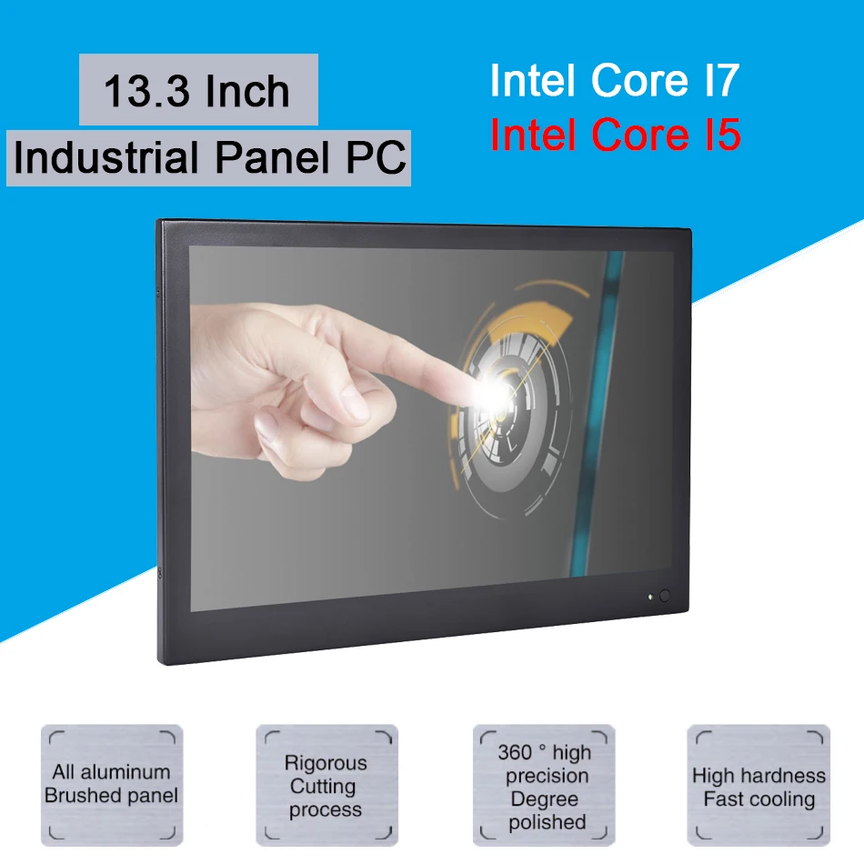 Hunsn 13.3 Pollici Led Pannello Industriale Pc, Core I5/J1900, Touch Screen Resistivo A 4 Fili, Windows 10 Pro, Apw10