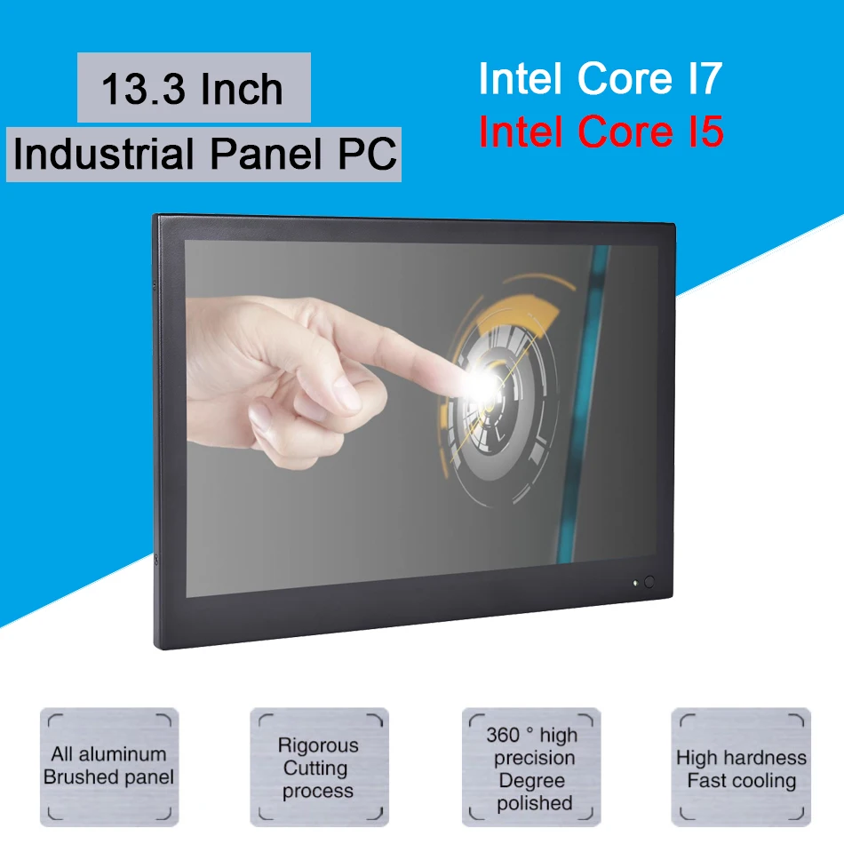 13,3 дюймов промышленная сенсорная панель ПК, 4 резистивный сенсорный экран, оконные рамы 7/10, Linux, Intel Core I5 3317U, [HUNSN WD10]