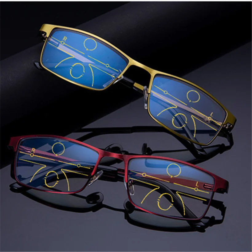 XojoX, анти-синий светильник, очки для чтения, для мужчин и женщин, сплав, близкое дальнее видение, прогрессивные, Мультифокальные очки, диоптрия дальнозоркости+ 1,0
