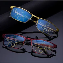 XojoX, анти-синий светильник, очки для чтения, для мужчин и женщин, сплав, близкое дальнее видение, прогрессивные, Мультифокальные очки, диоптрия дальнозоркости+ 1,0