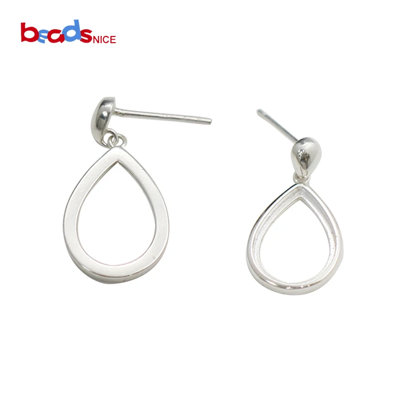 Beadsnice 925 Sterling Silver Stud Earrings with Teardrop Bezel Setting Earring Base Blanks Jewelry Making Women ID39477 | Украшения и