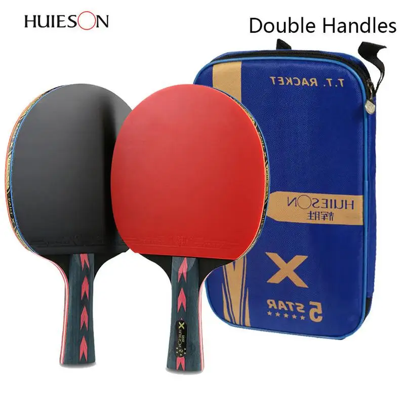

Huieson 2Pcs Upgraded 5 Star Carbon Table Tennis Racket Set Lightweight Powerful Ping Pong Paddle Bat Racket With Good Control