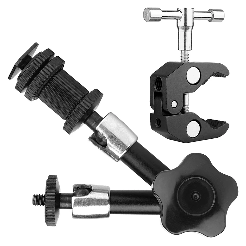 

7 inch Magic Arm Clamp Articulating Friction Magic Arm 7 Inch With Super Clamp Rod Plier Clip With 1/4 inch 3/8 inch Thread Fo