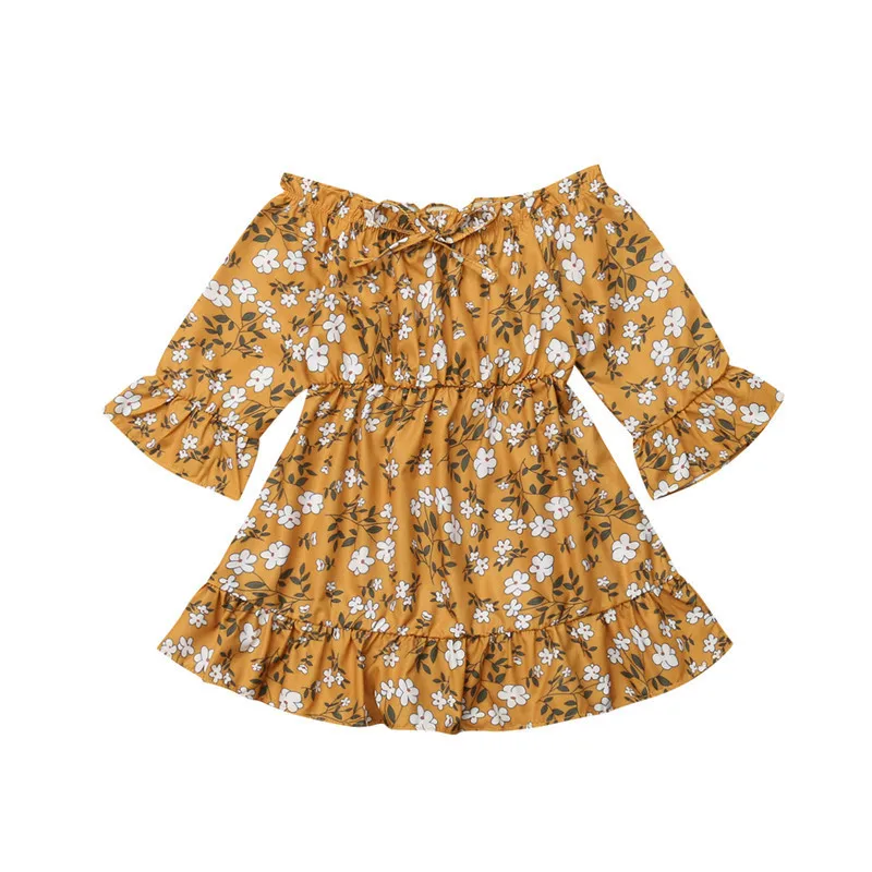 

Flower Print Girl Dress Princess Baby Cotton Floral Party Holiday Long Sleeve Autumn Spring Cotton Girls Clothes Dresses