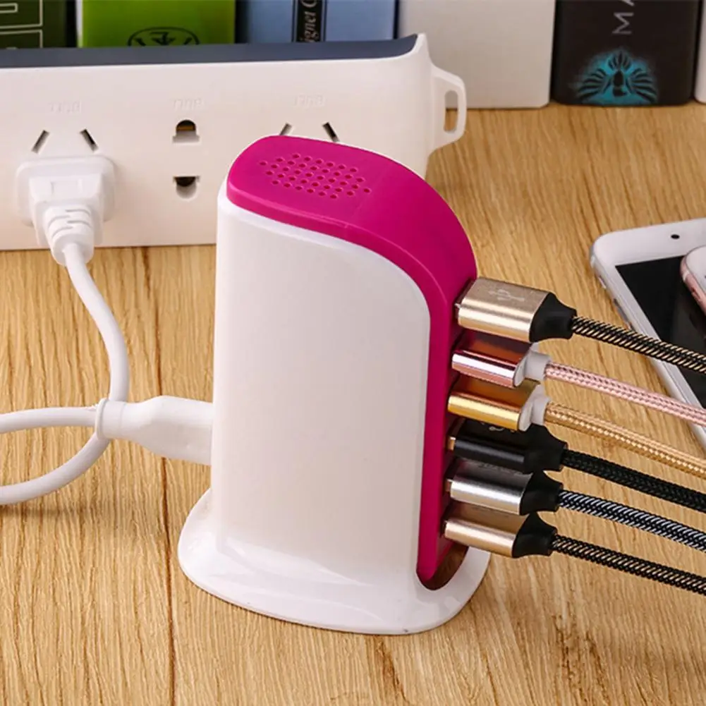 

6 Ports USB Hub Charger 6A Rapid Charging Station Desktop Travel Power Socket