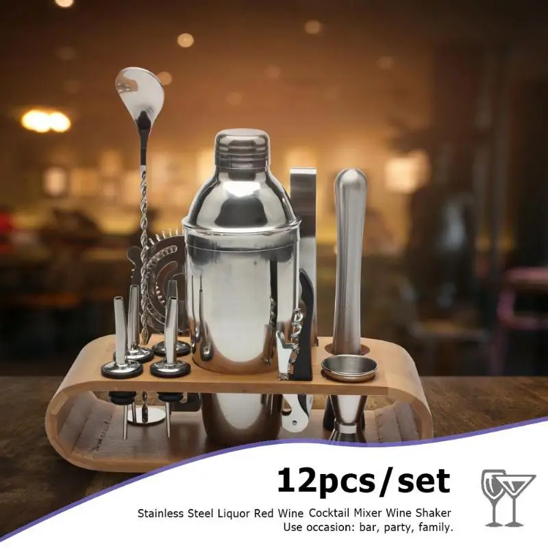 

12pcs/set Stainless Steel Liquor Red Wine Cocktail Shaker Mixer Wine Martini Shaker for Bartender Drink Party Bar Tools