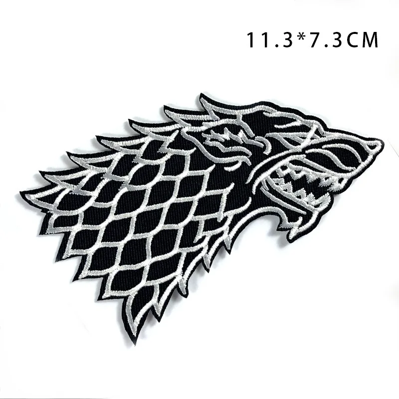 

PGY 1Pcs New WINTER IS COMING PATCH GAME OF THRONES HOUSE STARK TACTICAL WOLF BADGE Movie TV Series applique sew on badge