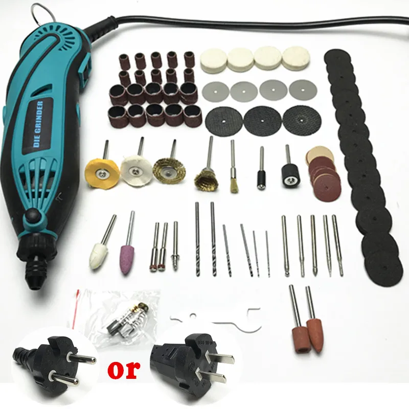 

Rubberized speed control rotary electronic tool micro-grinder accessories set mini electric drill engraving cutting machine 130W