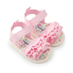 Одежда для новорожденных с цветочным рисунком для девочек, обувь для малышей младенцев мягкая подошва обувь летние босоножки розового