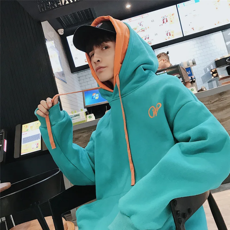 

Autumn Men's Casual New Hoodies M-XL Youth Temperament Fashion Long-sleeved Double-layer Hat Popular Color Matching Personality
