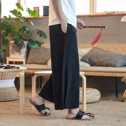 Корейский сплошной цвет случайные брюки в мужские широкие брюки черные новые японский стиль уличная хип-хоп свободные широкие брюки