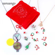 

Green Gold Christmas Tree Pearl Cage Pendant Santa Claus Charms Fit Woman Girls DIY Pendant Necklace Making Free Of Velvet Bag
