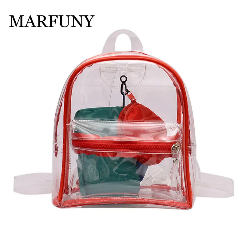 

Small Fashion Transparent Women Backpacks Clear PVC Teenager Girls Zipper Student School Backpack Travel Bag Mochila Feminina