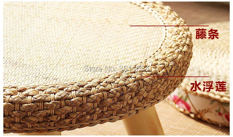 Asia Japanese Antique Rattan Round Table Traditional Asian Furniture for balcony Living Room Low Floor Coffee Table Wooden