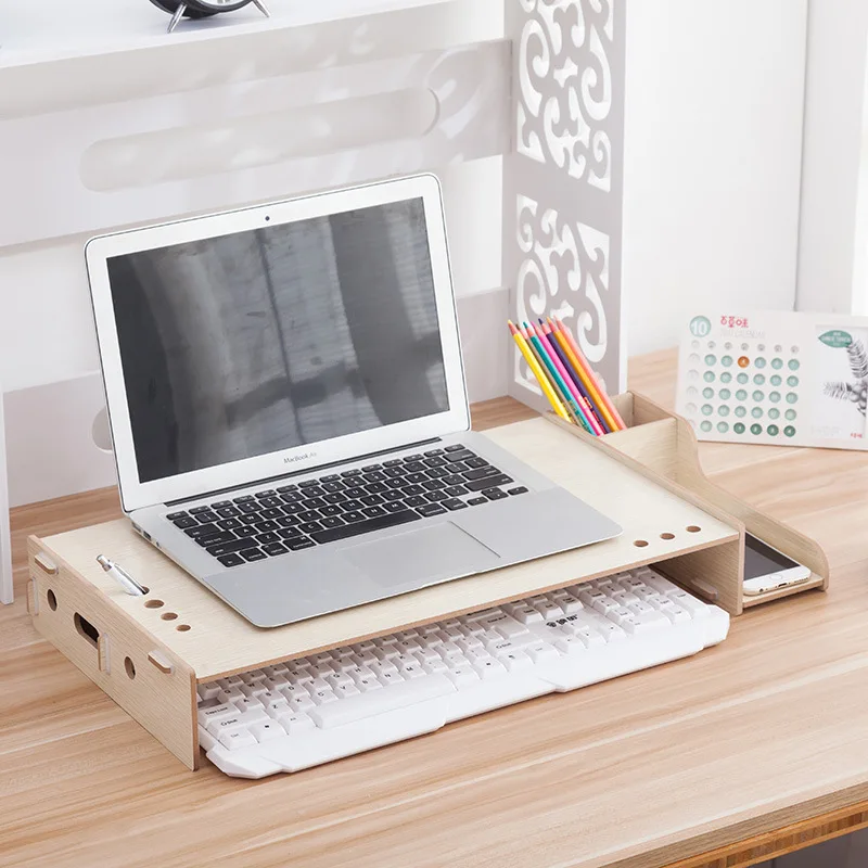 Деревянный Монитор подставка стояк компьютерный стол место стол стояк клавиатура мышь ноутбук охлаждающий стол Для iMac-MacBook компьютер ноутбук