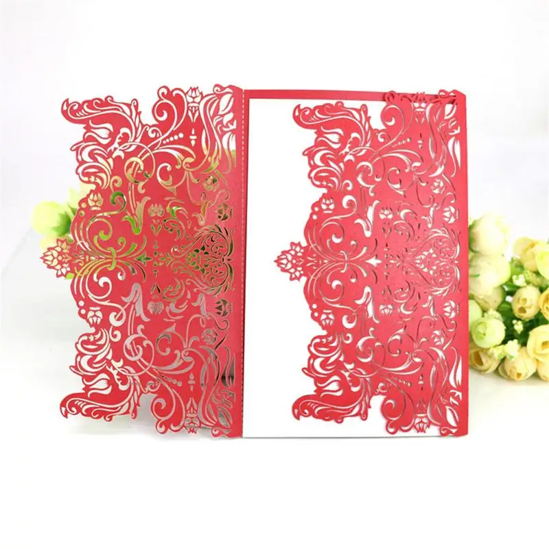  Festive Party Invitation Card 10 PCS Hollow Carved Wedding Invitation Card Without Base Card - 32992222540
