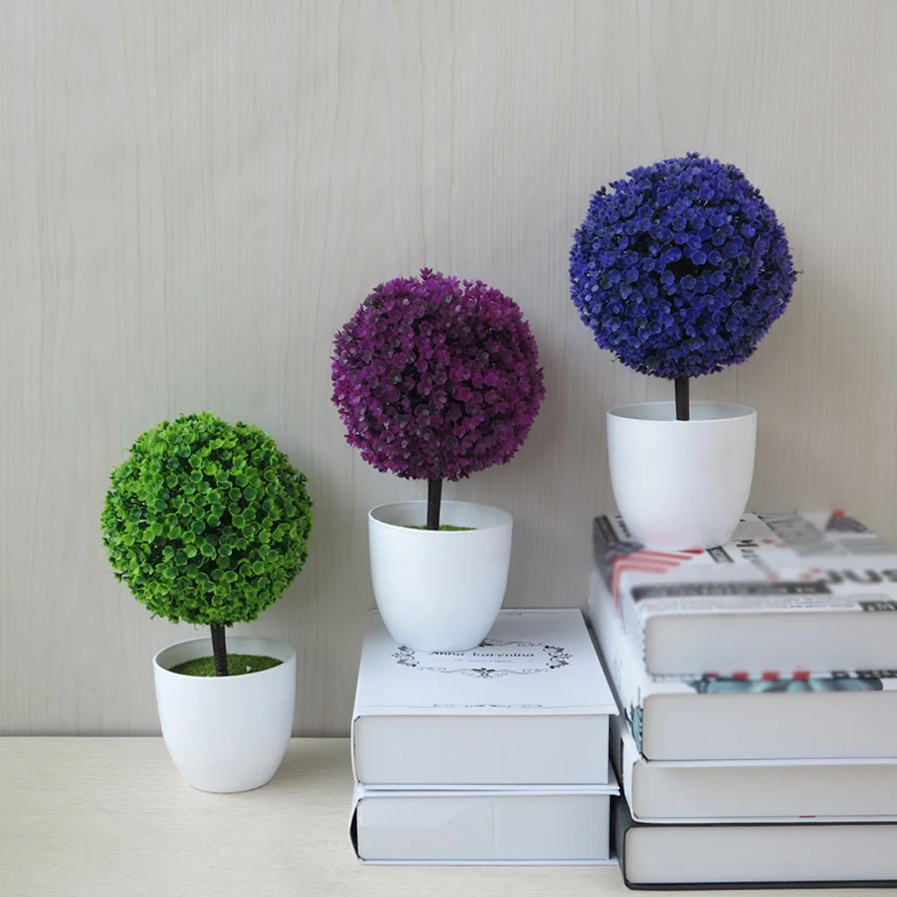 

Colourful Round Plastic Plant Flower Pot Grass Ball Topiary Garden Home Office Decor Planter Desktop Flower Pots Home Decor