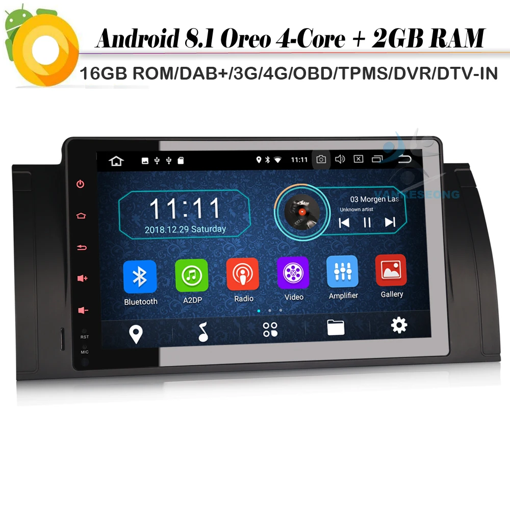 

9" DAB+ Quad Core Android 8.1 Autoradio FOR BMW 5 Series E39 E53 X5 M5 WiFi 4G Radio DVR OBD Car GPS Navigation Player Sat Nav