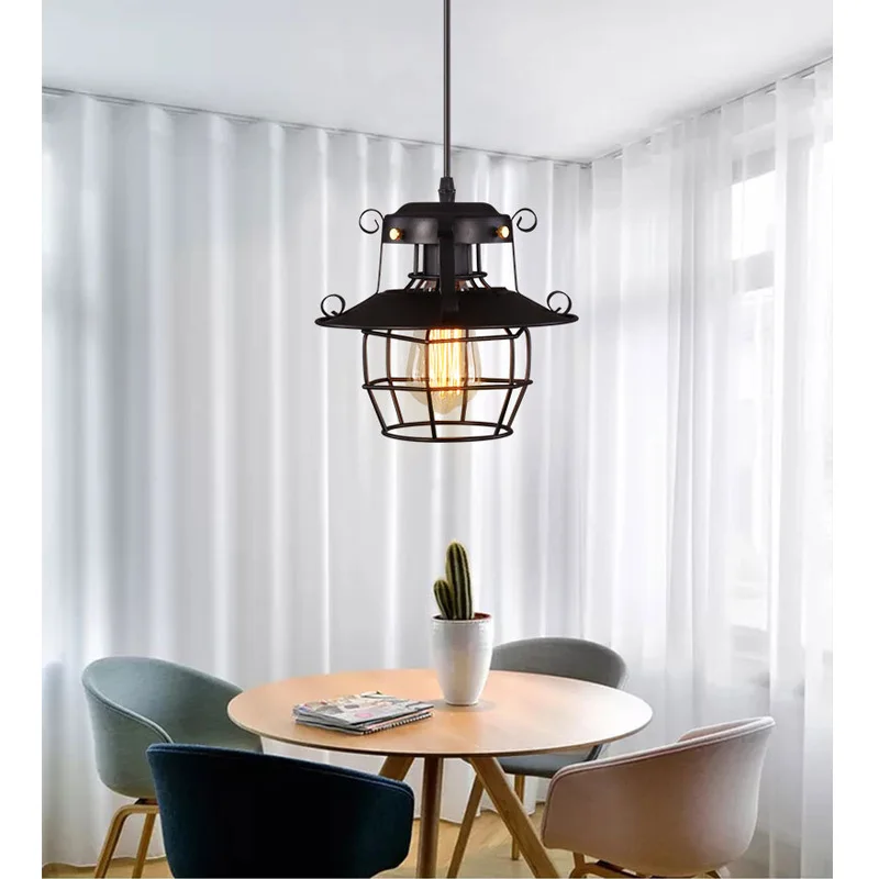 

Smuxi Industrial Vintage Cage Pendant Light Iron Art Wire Frame Chandelier Ceiling Lamp Suitable for E27 bulbs