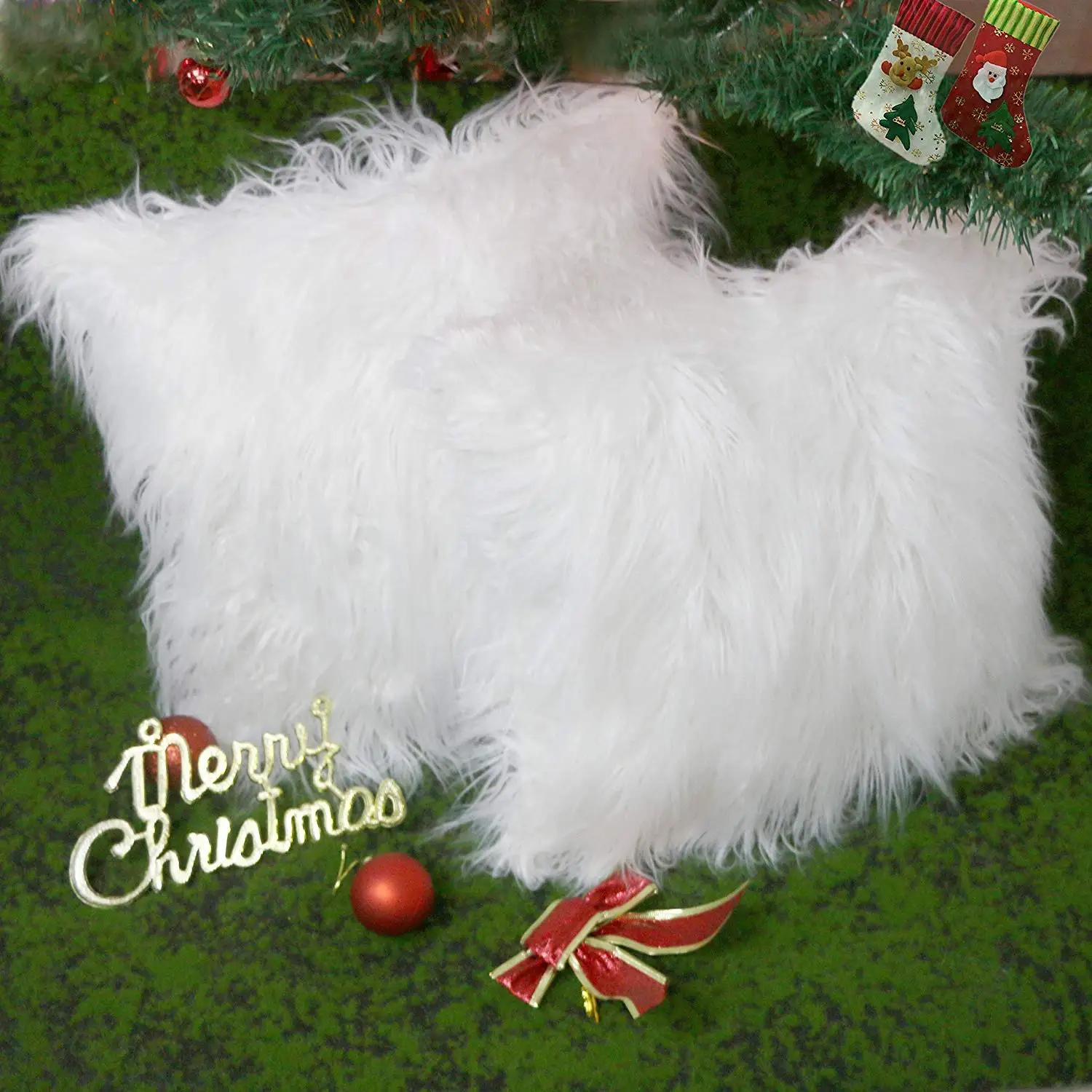 

45*45 Soft Luxury White Faux Fur Throw Pillow Cover Sofa Decorative Cushion Cover Christmas Decoration for Home Soft Bedroom Car