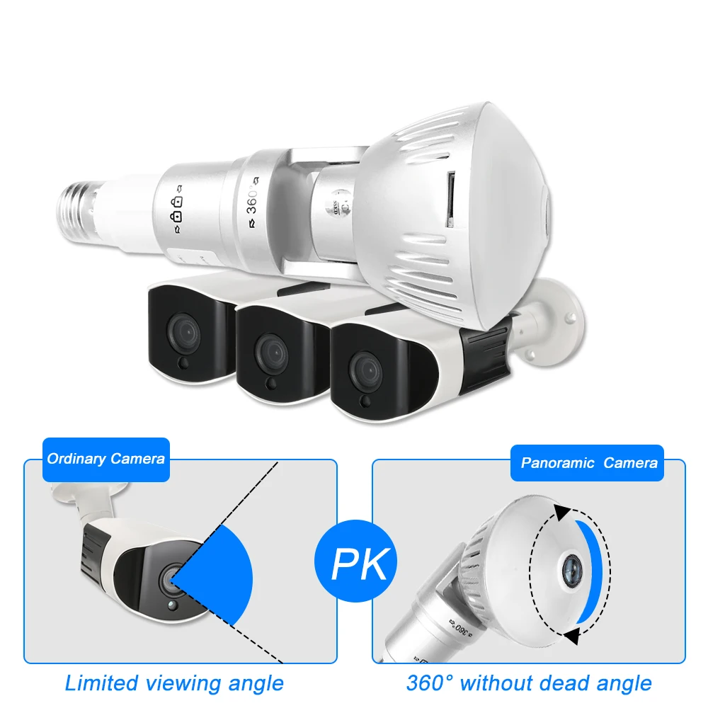 Ip камера 960P/1080P 200 Вт с лампочкой панорамная углом обзора 360 градусов Wi Fi
