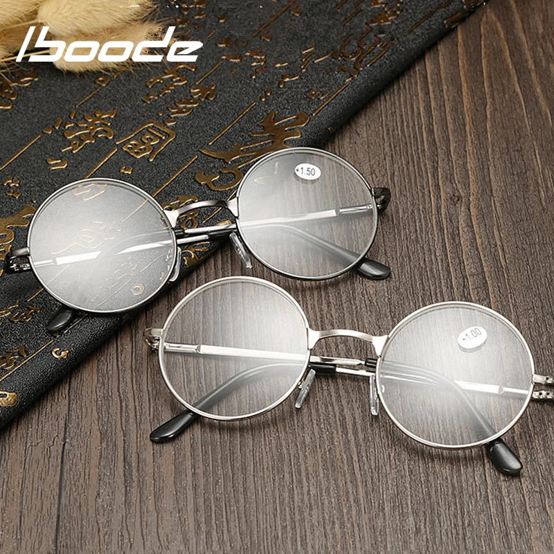 Reading Glasses Retro Metal Round Reading Glasses Finished Diopter +1.0 1.5 2.0 2.5 3.0 3.5 Unisex Reading Presbyopia Glasses Women Men