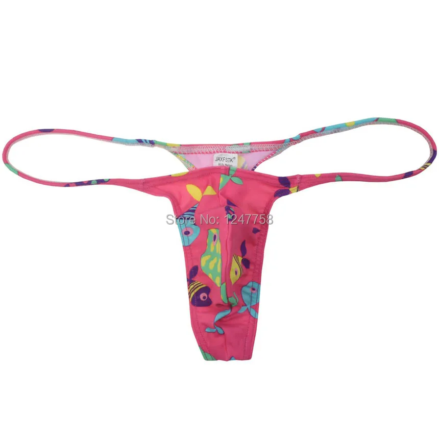 

Men Thong Underwear Micro Cut Slim Sport Tangas Hombre Printed Male Diamond Back G String Swim Nylon Shorts Jockstrap