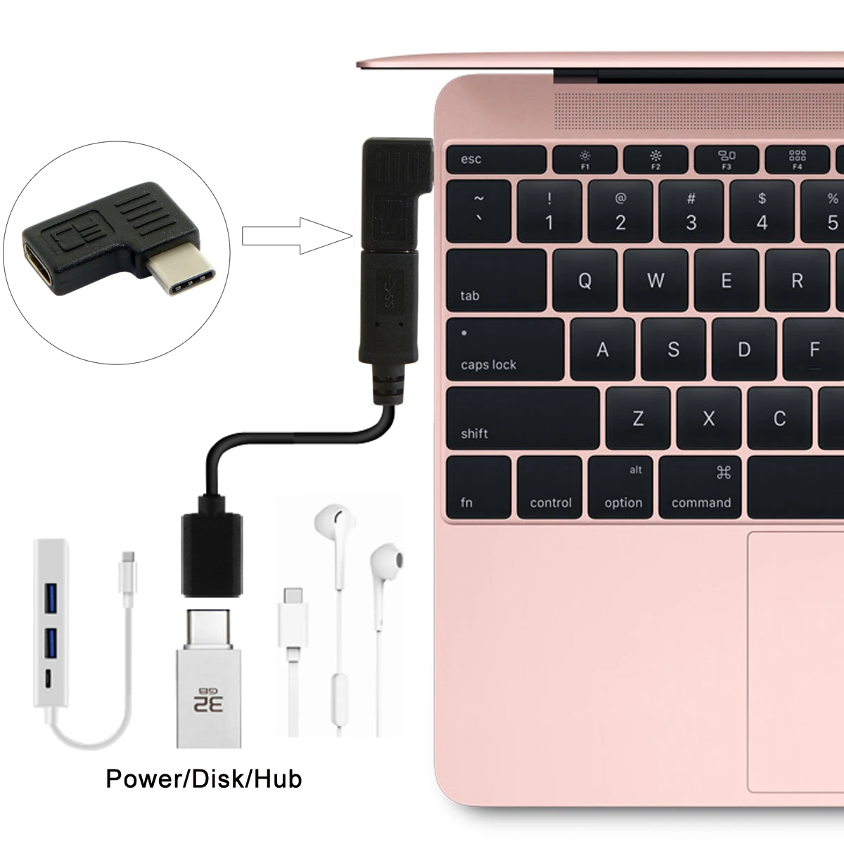 CY 90 градусов прямоугольный USB 3. 0 Type C штекер гнездо USBC конвертер адаптер Прямая