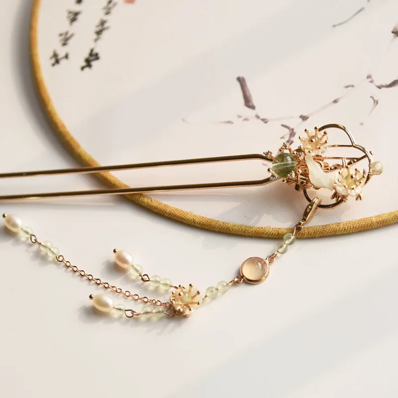 

Bride Hair Chai Step Shake Classical Antique Headwear Hairpin Woman Ancient Costume Hanfu Cheongsam Accessories Jewelry Tiara