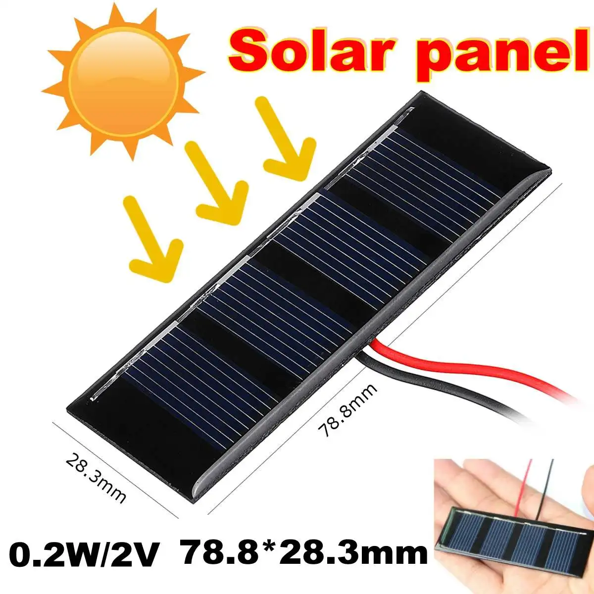 

LEORY 0.2W 2V DIY Solar Panel Polycrystalline Silicon Epoxy Board With Wire Mini Solar System DIY For for Part 78.8*28.3mm