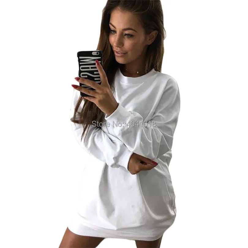 

2019 Spring Long Sleeve Hoodies Dress Women Jumper Sweatshirt Mini Dress Casual Loose Mini Dress Jumpers Vestidos de festa