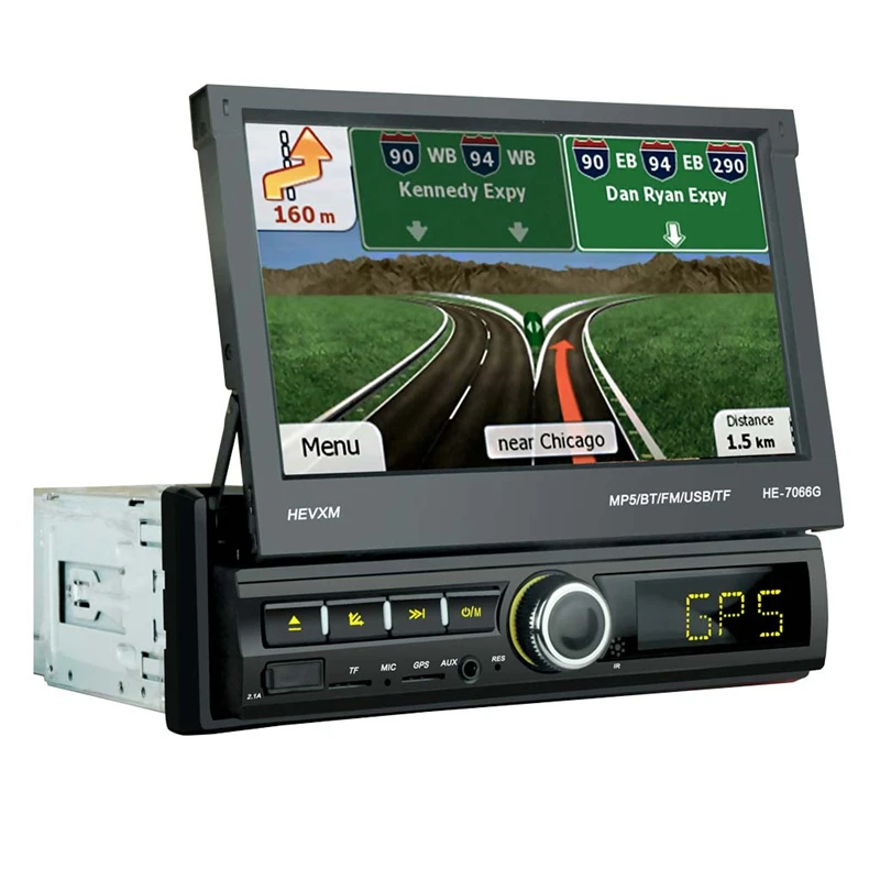 

7 Inch Automatically Telescopic Car Mp5 Player Gps Navigation Bluetooth Player Support Camera With Map Of Europe And The Unite