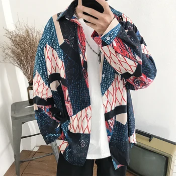 

Casual Shirt Men Fashion Print Comfortable Breathable Long-sleeved Shirt Man Autumn New Streetwear Hip Hop Loose Male Clothes