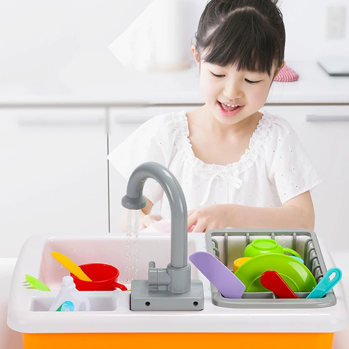 

DIY Kitchen Toys Automatic Circulation Water Educational Toy Dishwashing Set Boy And Girl Pretend Play Toys Learning Toys Gifts